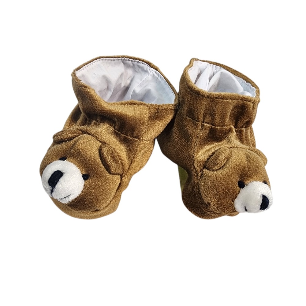 Baby Bear Cozy Booties Soft Brown Plush Infant Crib Shoes